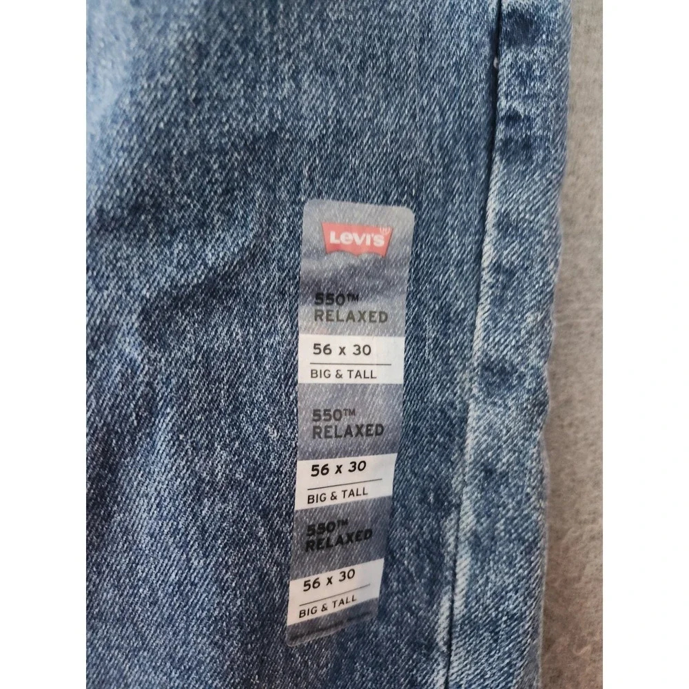 Levis 550 Jeans Mens 56x30 Blue Relaxed Fit Tapered Leg Big Tall Denim Pants NEW